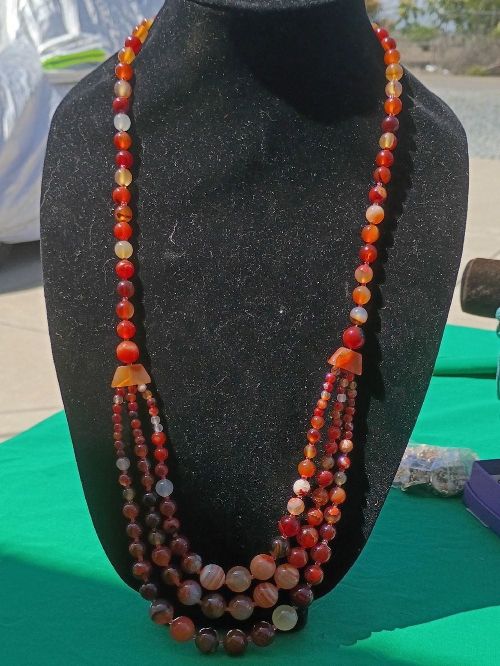 Handcrafted Red Agate Multi-Strand Necklace - Brand
